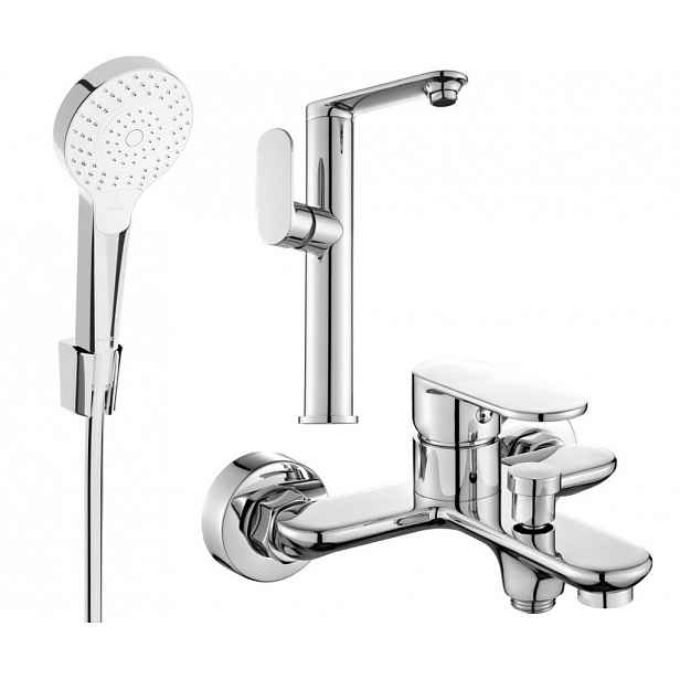 MEXEN - Milo R05 SET umyvadlová baterie + vanová s příslušenstvím, chrom 713153R05-00