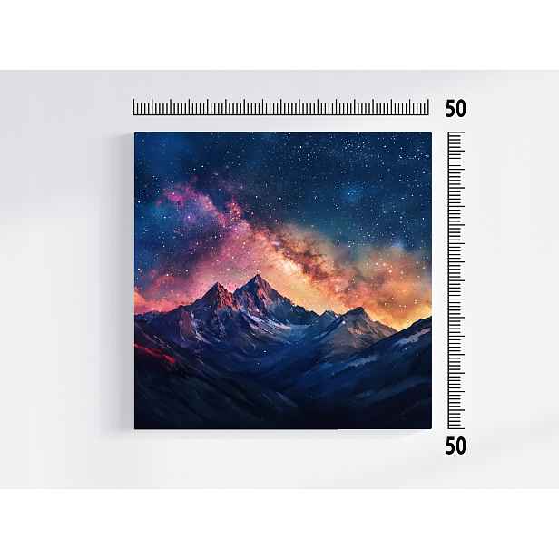 Obraz Na Plátně Canvas Pohled Na Krajinu Hory Vrcholky Nebe Hvězdy Noc 50x50