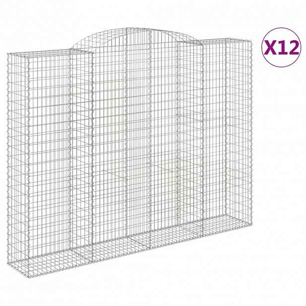 vidaXL Klenuté gabionové koše 12ks 300x50x220/240cm pozinkované železo