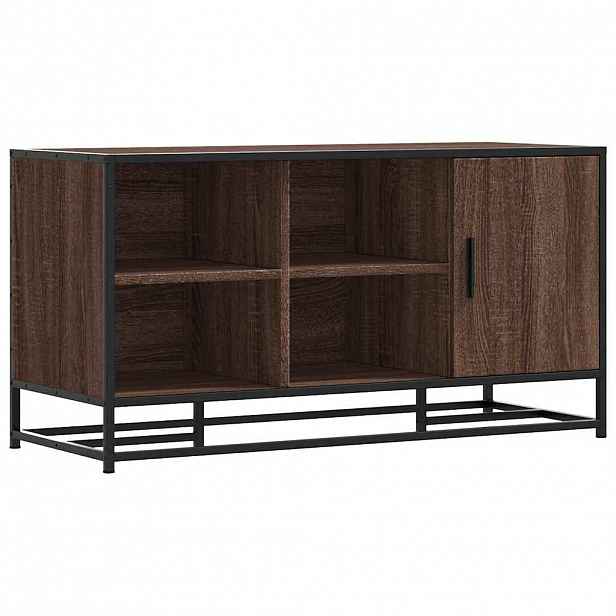 vidaXL Lavice s botníkem hnědý dub 100x40x53,5 cm kompozit a kovu