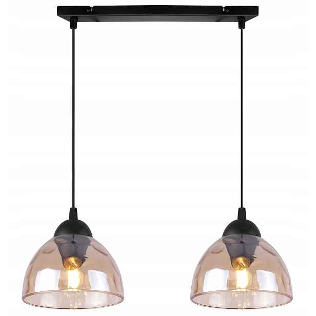 Závěsná Stropní Lampa Lustr Skleněná Mísa Medové Stínítko Lišta Nad Stůl