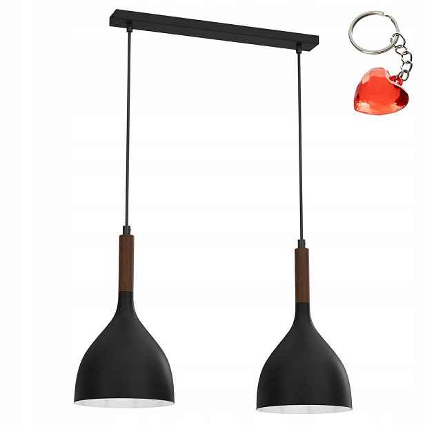 Černá závěsná lampa na liště 2-bodová Noak Wood 3731 Luminex