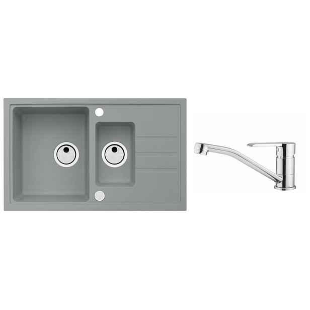 Alveus SET ALVEUS Intermezzo 70/81 + BATERIE RUTA obdélníkový granitový dřez 780 x 480 mm v setu s baterií