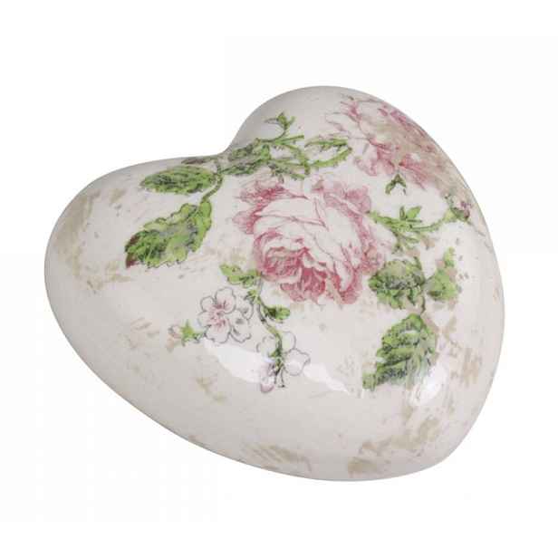 Keramické dekorační srdce s růžičkami Toulouse - 8*8*4 cm Chic Antique