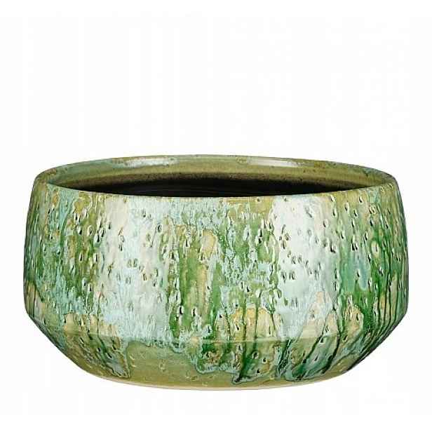Květináč keramický obal široký zelený boho 32,5 cm 1 Ks