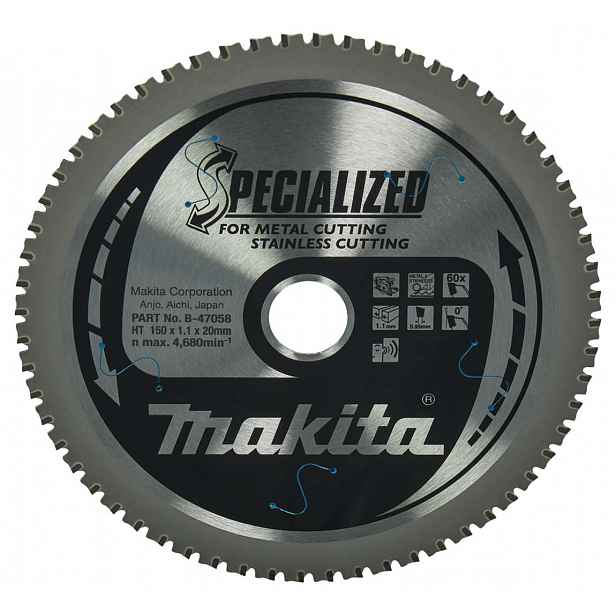 Makita - Pilový kotouč na nerezovou ocel, 150x20 mm, 52 zubů B-47058