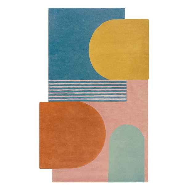Modrý ručně tkaný vlněný koberec 150x240 cm Lozenge Bright Multi – Flair Rugs