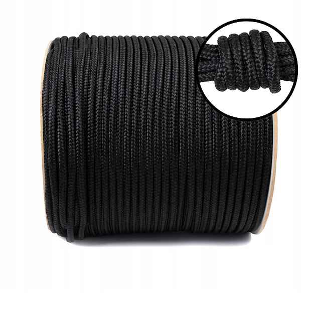 Polypropylenové lano Černá Pletená plachetní šňůra 14 mm 30 m Odtah