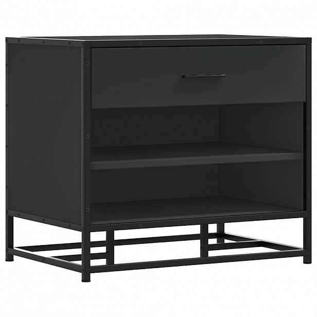 vidaXL Lavice s botníkem černá 60x40x53,5 cm kompozitní dřevo a kovu