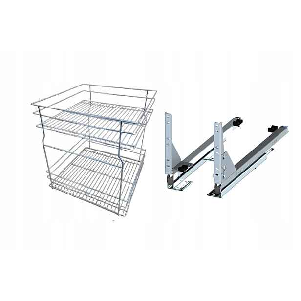 Koš do spodní skříňky Cargo 60 cm 600 Chrom 2p s tlumením dovírání Rejs s plným výsuvem