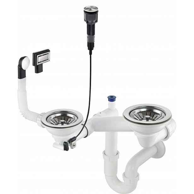 Sifon pro granitový dřez 1.5- a 2-komorový Space-Saver Ocel