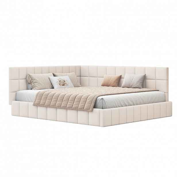 CHICFURN ČALOUNĚNÁ POSTEL 160/200 cm v béžové barvě ze sametu