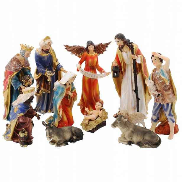 Figurky Do Betlému 31 CM, Sada 11 Figurek Do Jeslí Stáje