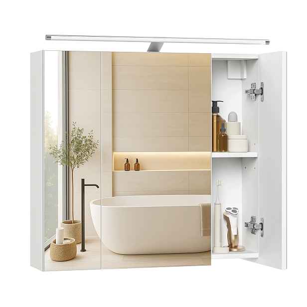 Koupelnová skříňka se zrcadlem a Led Vasagle Kailyn 60x15x55 cm bílá