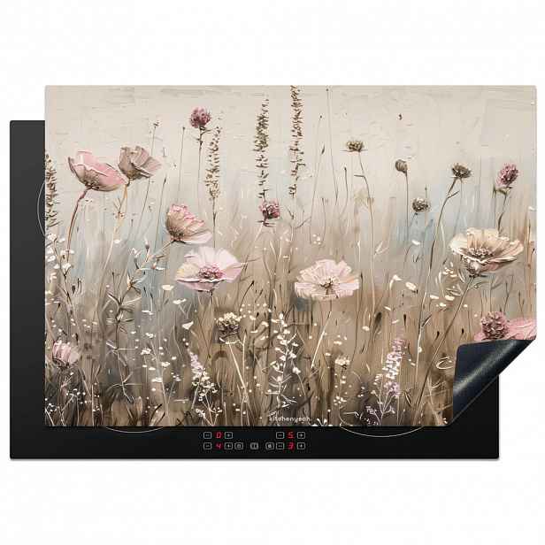 MuchoWow KRYT NA INDUKČNÍ DESKU Květiny - Béžová - Suché květiny 75x52 cm