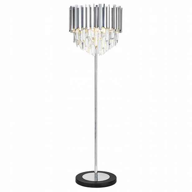 Stojací Křišťálová Lampa Moderní Chrom Glamour Stříbrná E14