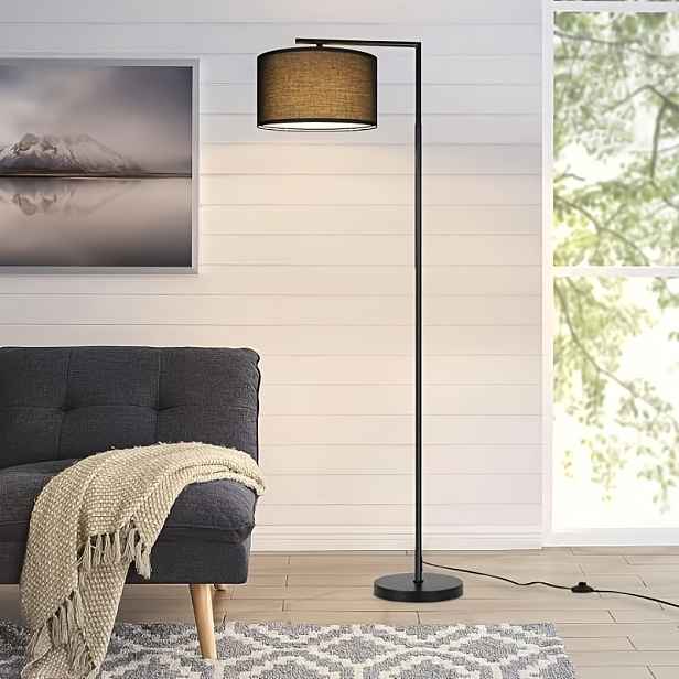 TEMU Moderní černobílá stojací lampa s nastavitelným stínítkem a těžkou kovovou základnou, vysoká stojací lampa ideální pro obývací pokoje, ložnice a