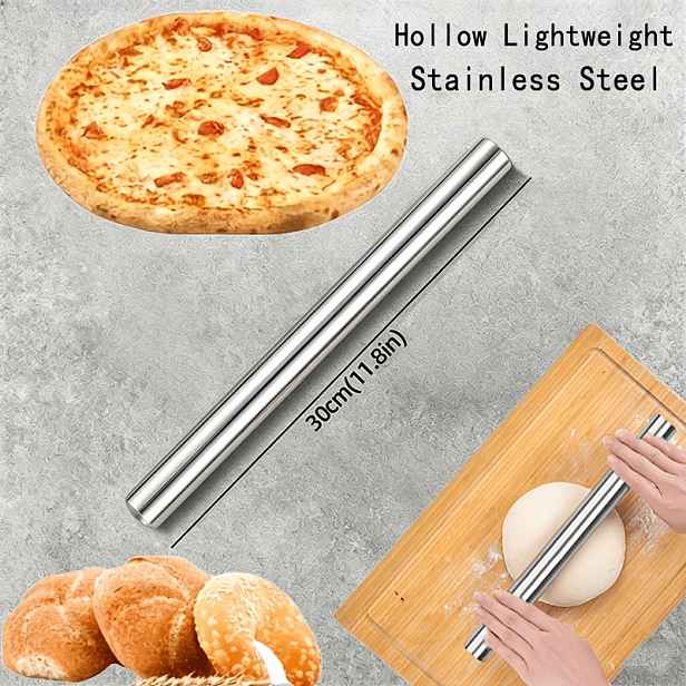 TEMU Opakovaně použitelné nerezové válečky, ideální pro pečení, perfektní pro válení cukrové , sušenek, koláčů, knedlíků, wontonů a těsta na pizzu.