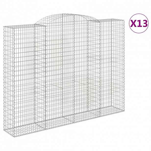 vidaXL Klenuté gabionové koše 13ks 300x50x220/240cm pozinkované železo