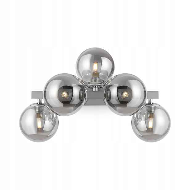 Nástěnná lampa chrom skleněná kouřové koule 5 bodová 38 cm Maytoni