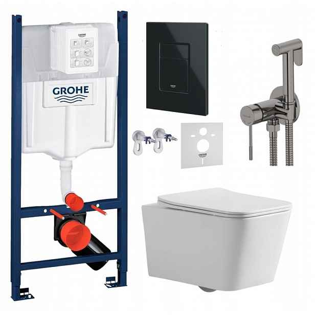 Wc Sada Stelaz Grohe Wc Mísa Tornado Tlačítko černá baterie grafit