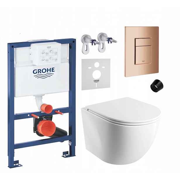 7v1 Podomítkový Wc Set Stelaz Grohe 820 mm, Wc Mísa Omnires, Tlačítko