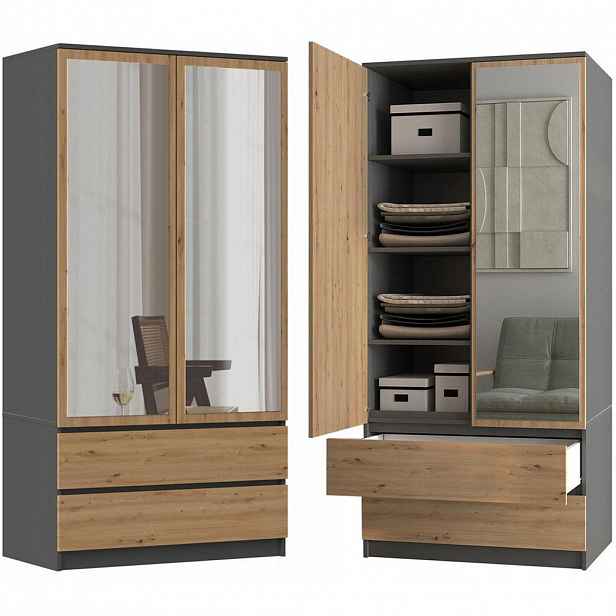 RAUMHIRSCH FURNITURE SKŘÍŇ Anthracit, Artisan 90/180/50