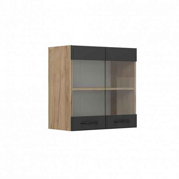 Vicco SKLENĚNÁ KUCHYŇSKÁ SKŘÍŇKA R-Line Antracitový venkovský dům 60 cm