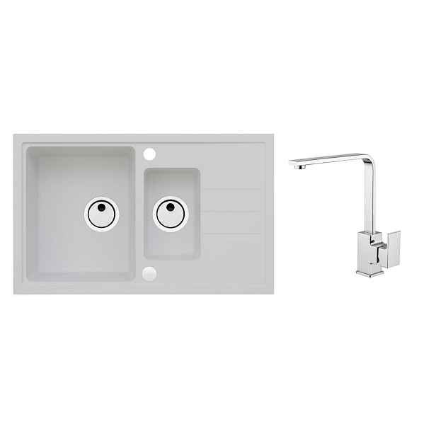 Alveus SET ALVEUS Intermezzo 70/11 + BATERIE RENO obdélníkový granitový dřez 780 x 480 mm v setu s baterií