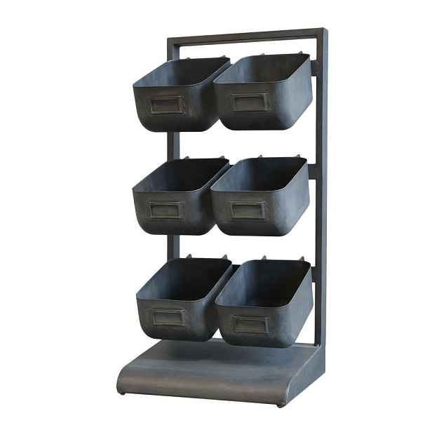 Granitová antik kovová police se 6-boxy - 27*23*57 cm Chic Antique