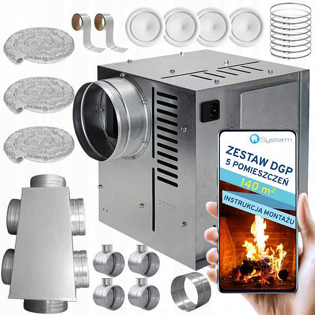 Krbová Turbína Krbový ventilátor Set Dgp 5 místností 140 m2
