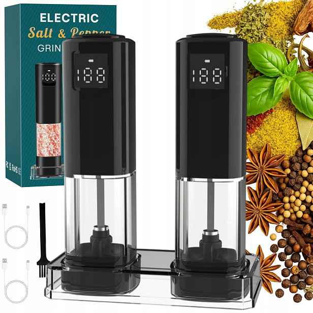 Mlýnek Na Pepř A Sůl Koření Elektrický Regulace Elegantní Sada X2