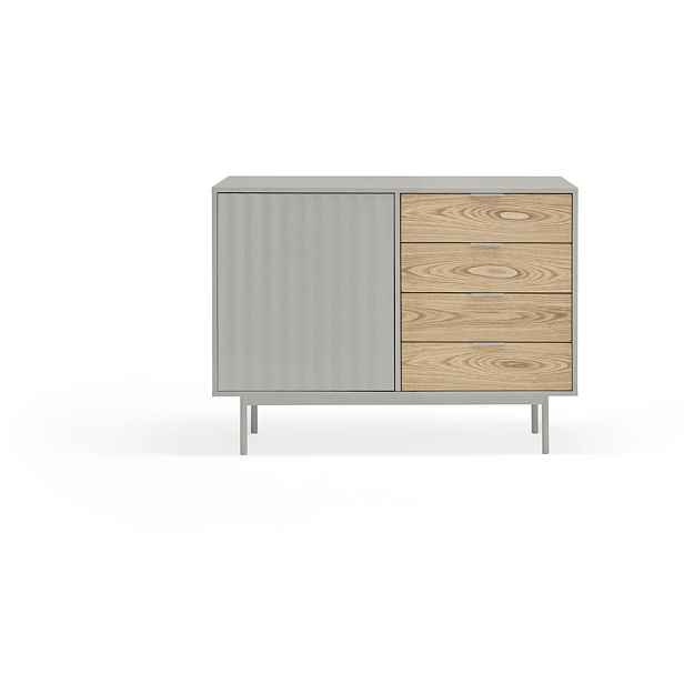 Nízká komoda v dekoru dubu v šedo-přírodní barvě 108x80 cm Sierra – Teulat