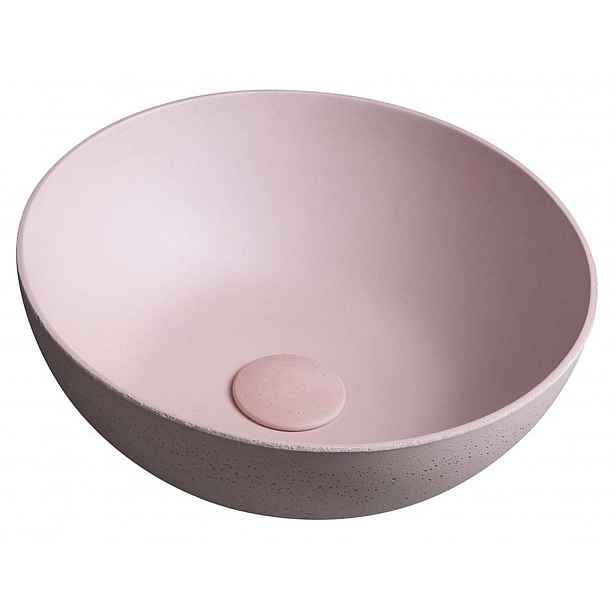 Sapho Formigo - Umyvadlo na desku průměr 39 cm, bez přepadu, bez otvoru pro baterii, matná růžová FG321