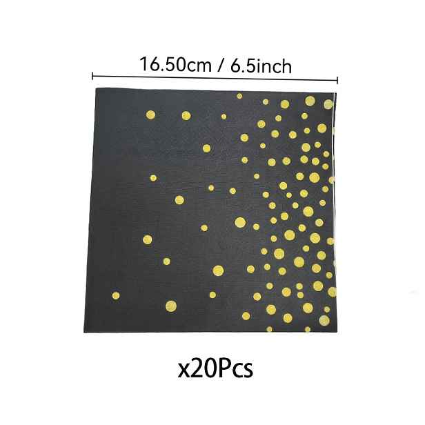 TEMU 20/40/60 ks Zlaté ubrousky ve tvaru hvězdy - 16,5 cm matná černá základna se zlatým puntíkovaným vzorem, 3D reliéfní řemeslná silná absorpční