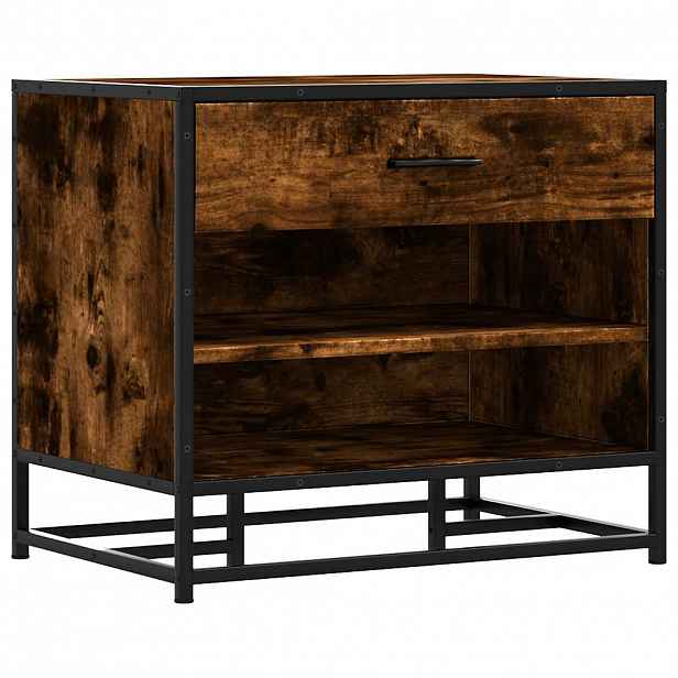 vidaXL Lavice s botníkem kouřový dub 60x40x53,5 cm kompozit a kovu