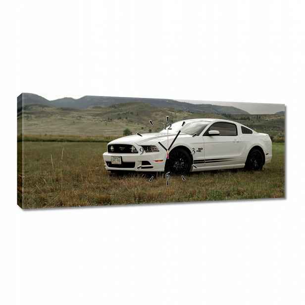 Nástěnné hodiny 100x40 Bílé Ford Mustang