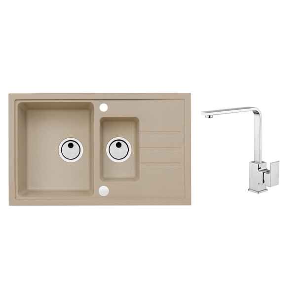 Alveus SET ALVEUS Intermezzo 70/55 + BATERIE RENO obdélníkový granitový dřez 780 x 480 mm v setu s baterií