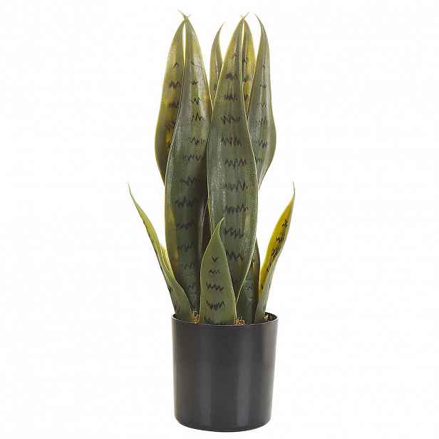 Beliani UMĚLÁ ROSTLINA v květináči 40 cm Zelená/Černá Snake Plant