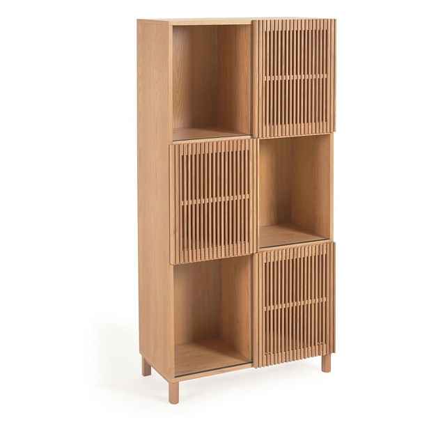 Knihovna v dekoru dubu s posuvnými dveřmi v přírodní barvě 85x170 cm Beyla – Kave Home