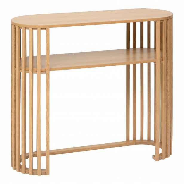 Konzolový Stolek Mdf S Policí Z Lamel 100 X 35 X 85 CM Dub Dýha