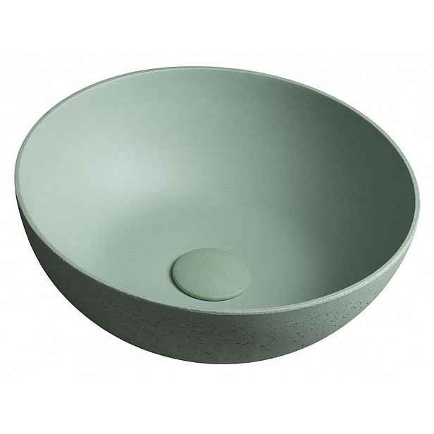 Sapho Formigo - Umyvadlo na desku průměr 39 cm, bez přepadu, bez otvoru pro baterii, matná zelená FG323
