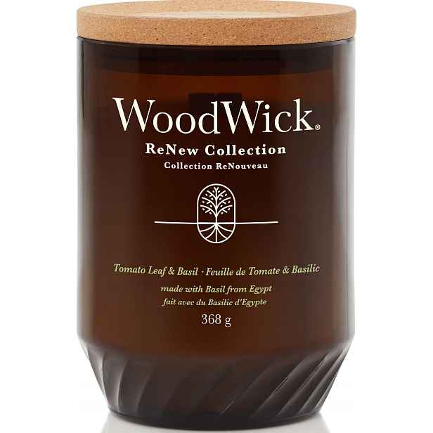 WoodWick vonná svíčka s dřevěným knotem Renew Tomato Leaf & Basil 368 g