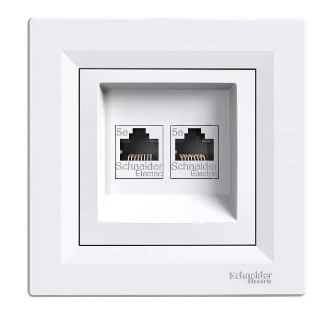 Zásuvka datová Schneider Asfora CAT5e 2× RJ45 UTP nestíněná bílá