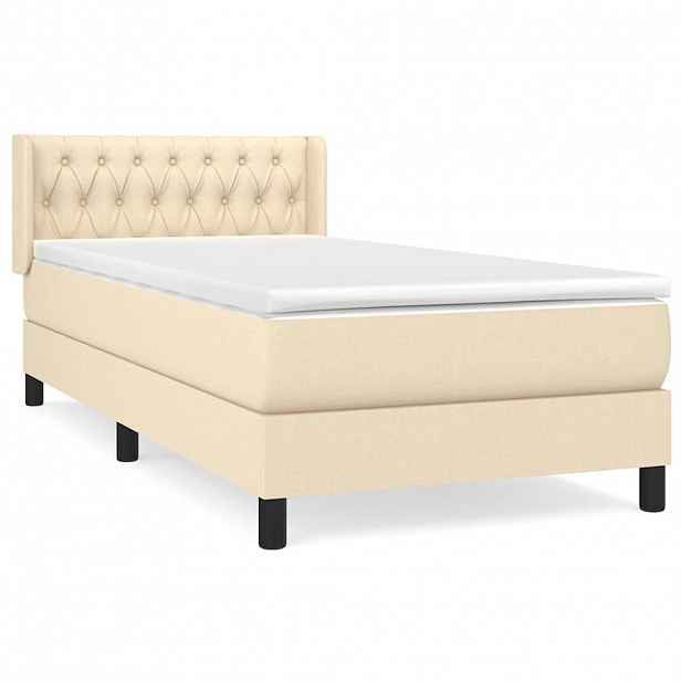 vidaXL Box spring postel s matrací krémová 90x190 cm textil