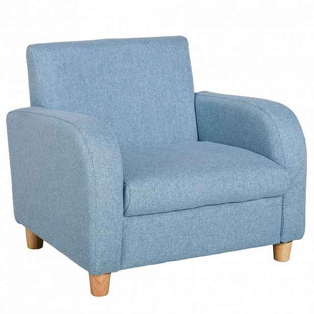HOMCOM DĚTSKÁ SOFA Dětské křeslo s tlustým pěnovým sedákem Lněné modré
