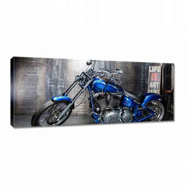 Nástěnné hodiny 100x40 Modrý chopper