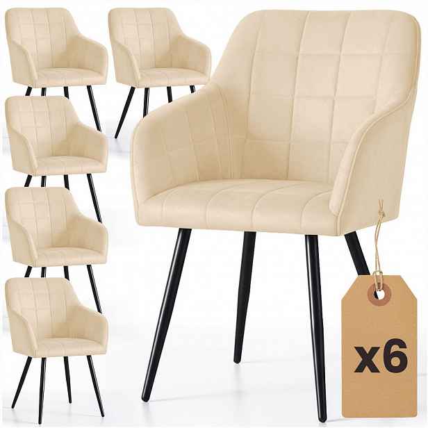 RAUMHIRSCH FURNITURE ČALOUNĚNÁ ŽIDLE, sada 6 ks, kovové nohy, béžová, černá 54/82/58