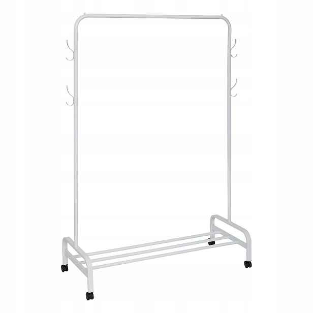 Věšák Na Oblečení Bílý Stojící Na Kolečkách Šatní Skříň 118X45,5X160 Do 2 Kg