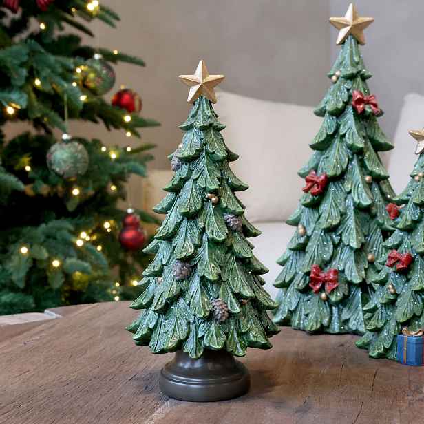 Zelený vánoční stromek se šiškami Noël Tree z polyresinu – Ø 11*24 cm Chic Antique